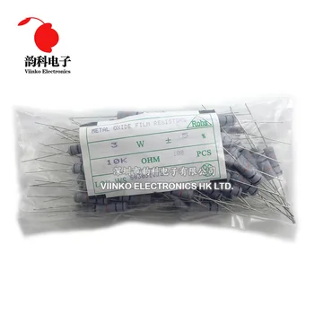 100tk 3W Metal oxide film Resistor 5% 1R ~ 10M 100R 220R 330R 1K 2.2 K 3.3 K 4.7 K 10K 22K 47K 100K 1M 100 220 330 oomi Carbon Film