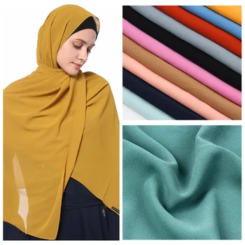 2020. aasta Uus Elegantne Tagasihoidlik Naiste Mull Sifonki Tahke Oversizes Moslemi Pea Sall Daamid Salli ja Murrab Naine Foulard Hijab Stoles 9