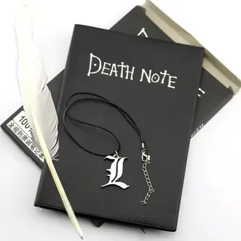 A5 Anime Death Note Sülearvuti Komplekt Nahast Teataja ja Kaelakee Sulg Pen Animatsiooni Kunsti Kirjalikult Teataja Death Note Märkmik