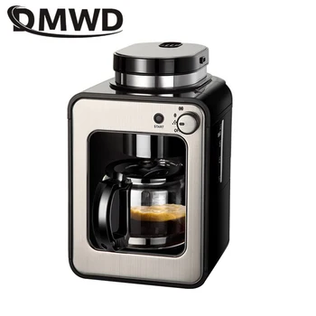 DMWD Leibkonna Automaatne American Tilguti Kohvimasin Tüüpi kohvimasin Filter Coffee Bean Veski 2 in 1 Tee maker 220V
