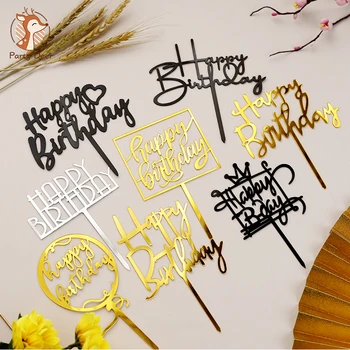 Happy Birthday Cake Torukübar Asjade Akrüül Küpsetamine Kook Sisesta Decor Cupcake pulmi, Sünnipäeva Kook Teenetemärgi Top Lipp