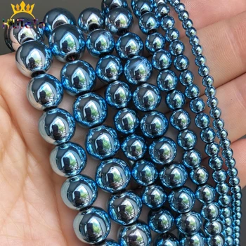 Helesinine Pinnatud Hematiit Stone Beads Natural Lahti Ringi Helmed Ehted DIY Muutes Käevõru Lisavarustus 15
