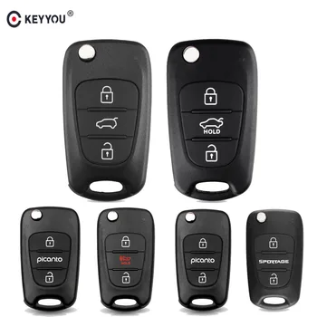 KEYYOU Klapp Kokkuklapitavad Remote Auto Auto Key Shell Toorikud puhul Kia Rio 3 Picanto Hinge Ceed Cerato Sportage 2 Pr 3 Pr, 5 Pr Jaoks Hyundai