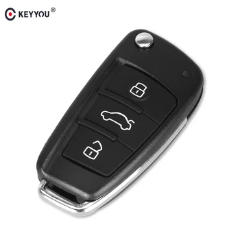 KEYYOU Switchblade Kokkuklapitavad Flip Remote Auto Key Shell Audi A2 A3 A4 A6 A6L A8 TT 3 Nööpi Asendamine Võti Fob Juhul Katta 2