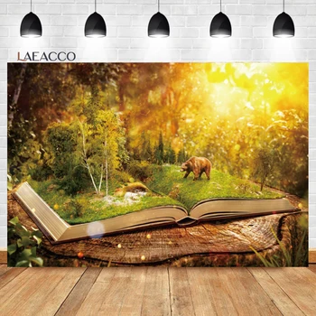 Laeacco Muinasjutt Džungel Taustaks Fantastiline Magic Raamatuid Metsik Karu Lapsed Baby Shower, Portree, Kohandatud Fotograafia Taust