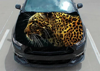 Leopard Auto Kapuuts Vinüül Kleebised Kleebised Graafiline Pakendi Kleebised Auto Kleebised Graafika Kapuuts Kleebised Loomade kass Kohandatud
