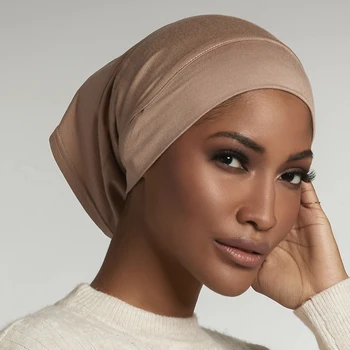 Moslemi Naised Alla Salli Venitada Jersey Sisemine Hijabs Mütsid Ring Ees Vastavalt Hijab Ühise Põllumajanduspoliitika Islami Naine Turban Kapott 1