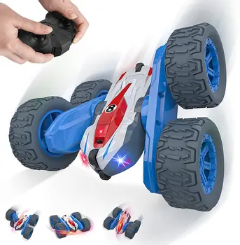 Puldiga Auto Kids Mänguasi RC Stunt Car 2.4 G 4CH Double Face 360 Kraadi Pöörlevad Klapp Kiire võidusõiduauto Sõiduki Mudelid