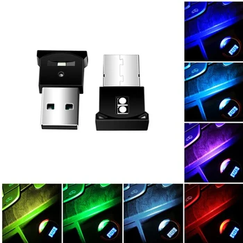 RGB USB-LED Car Light Auto Interjöör Atmosfääri Kerge Mini Dekoratiivne Lamp avariivalgustus PC Auto Värviline Valgus