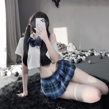 Seksikas Cosplay Kooli Tüdruk Kostüümid Jaapani Kawaii Erootiline Õpilane Riided Lühike Top Mini Plisseeritud Seelik Naiste Seks Pesu