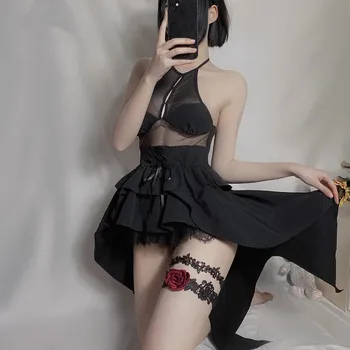 Seksikas Gooti Lolita Cosplay Jaapani Anime Deemon Tume Tegelane Kostüüm Erootiline Naistepesu Varustus Sobitada Seeliku Tüdruk Bodysuit