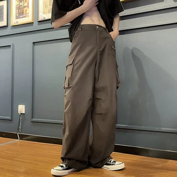Sügisel Pruunid Vabaaja Püksid Meeste Mood Tasku Cargo Püksid Meestele Jaapani Streetwear Hip-Hop Lahtised Pikad Püksid Meeste Püksid