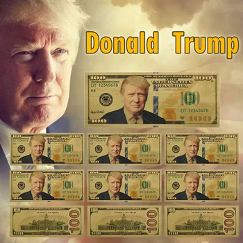 Trump kullatud Võltsitud Raha 10tk Ainulaadne Ameerika Ühe Miljoni Dollari Pangatähtede Paberi Raha Äri Kingitused Jõuludeks 2