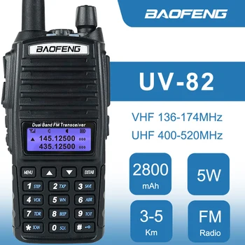 UV-82 Baofeng Walkie Talkie, 5W kahesuunaline Raadio Dual Standby pikamaa Pihuarvutite Amateur Radio Mobile Dual Band VHF-UHF Transiiver 2